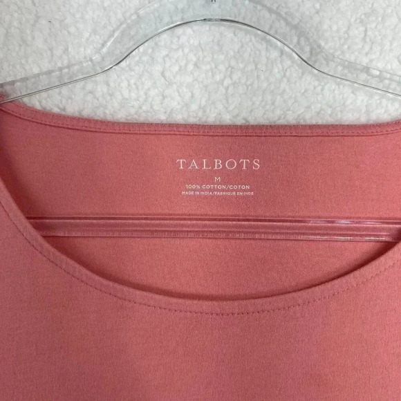 Talbots 100% cotton Size Medium 3/4 length embroidered sleeves Baby Doll Pink - Picture 8 of 11